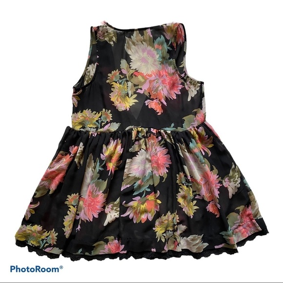 Anthropologie Maeve Dress Sheer Floral Violetta Babydoll Lace Black & Pink Sz S - Picture 3 of 6